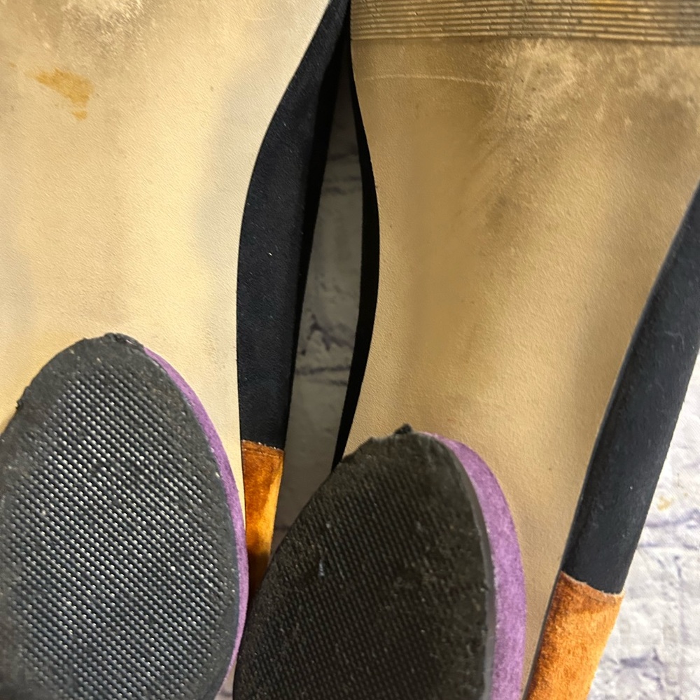 ANNIE COLOR BLOCK VTG FLATS WITH BOW TOE LEATHER SUEDE UPPERS WOMEN’S SIZE 8.5 - Picture 5 of 11